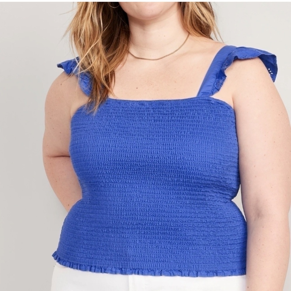 Old Navy NEW Smocked Fitted Ruffle Sleeves Crop Top Eyelet Lace Stretch Boho 3X